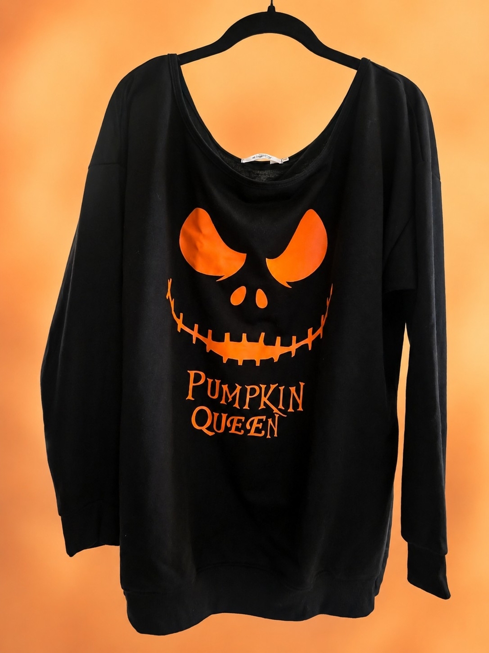Pumpkin Queen Off-the-Shoulder Sweater - Black